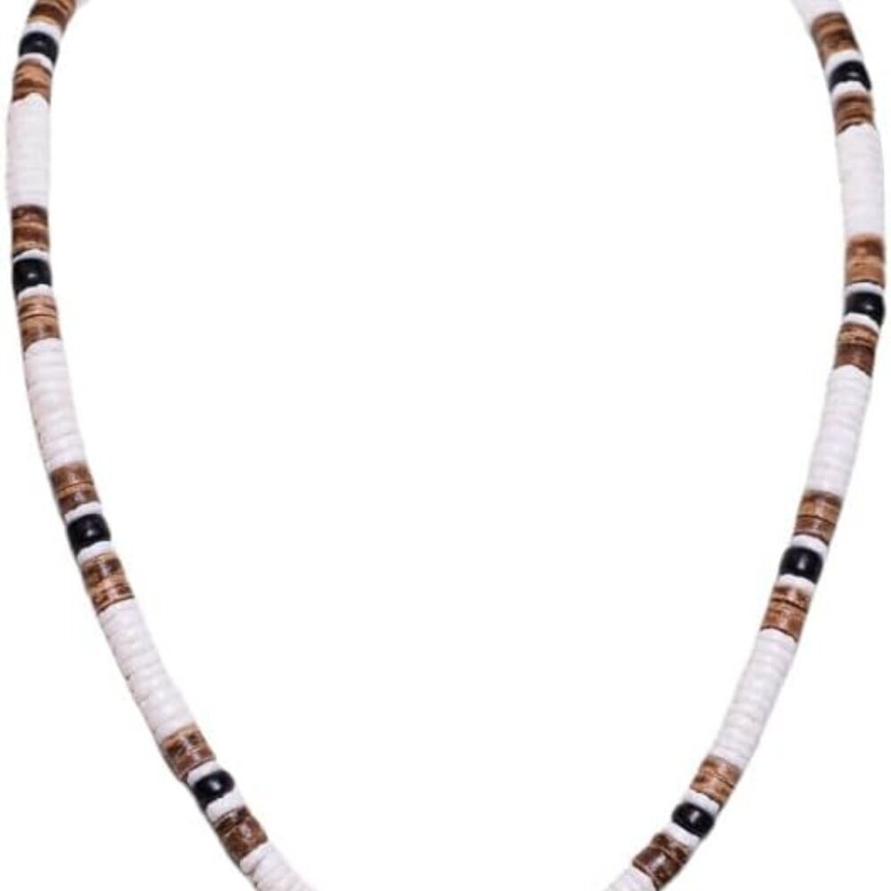 Puka & Coconut Shell Beads Necklace 18"